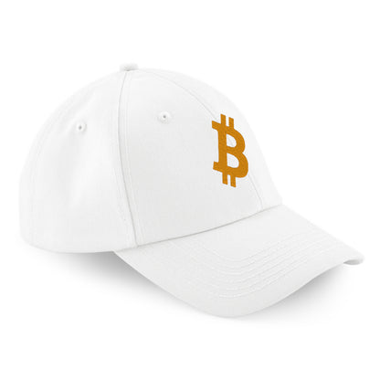 Bitcoin-Cap bestickt mit dem Bitcoin-Symbol B